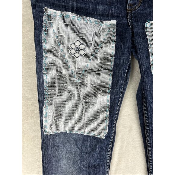 Silver Jeans Toni Women’s 27 Custom Lace Flower Modified Hippie Boho Floral - Picture 3 of 16